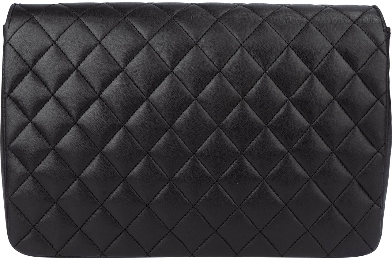 Chanel Chanel Quilted Lambskin Single Flap Shoulder Bag Zwart