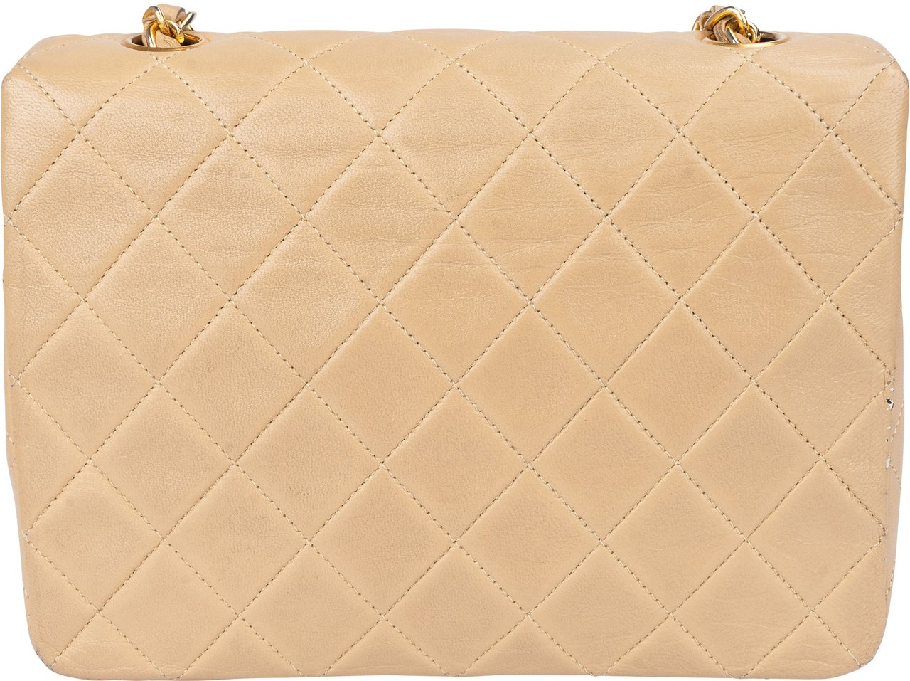 Chanel Chanel Quilted Lambskin 24K Gold Single Flap Crossbody Bag Beige
