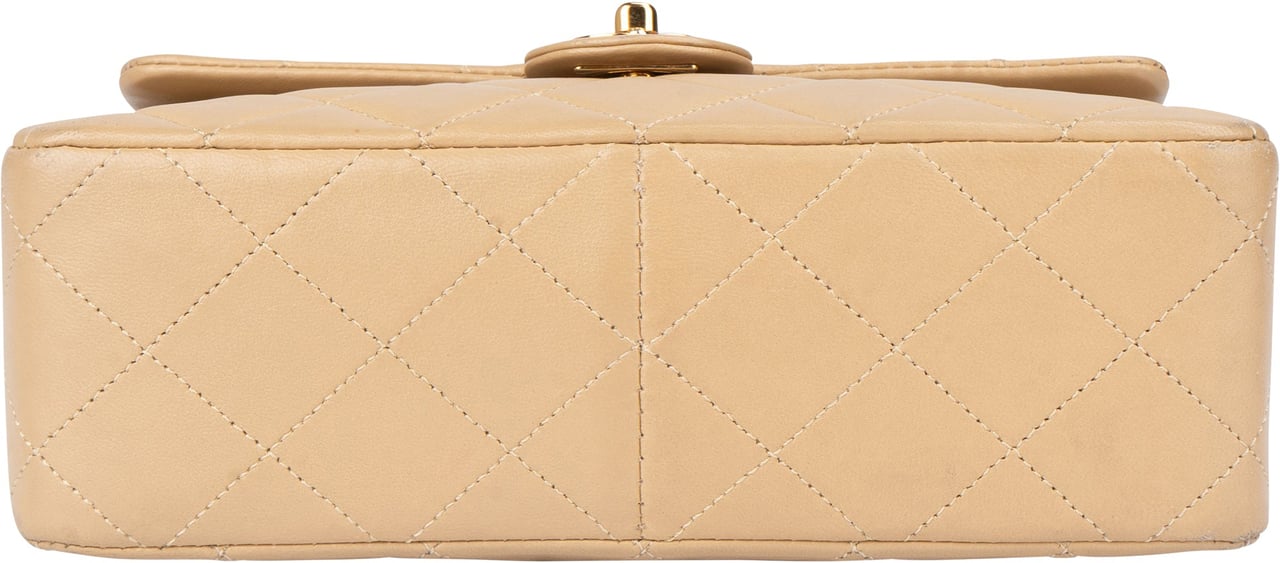 Chanel Chanel Quilted Lambskin 24K Gold Single Flap Crossbody Bag Beige