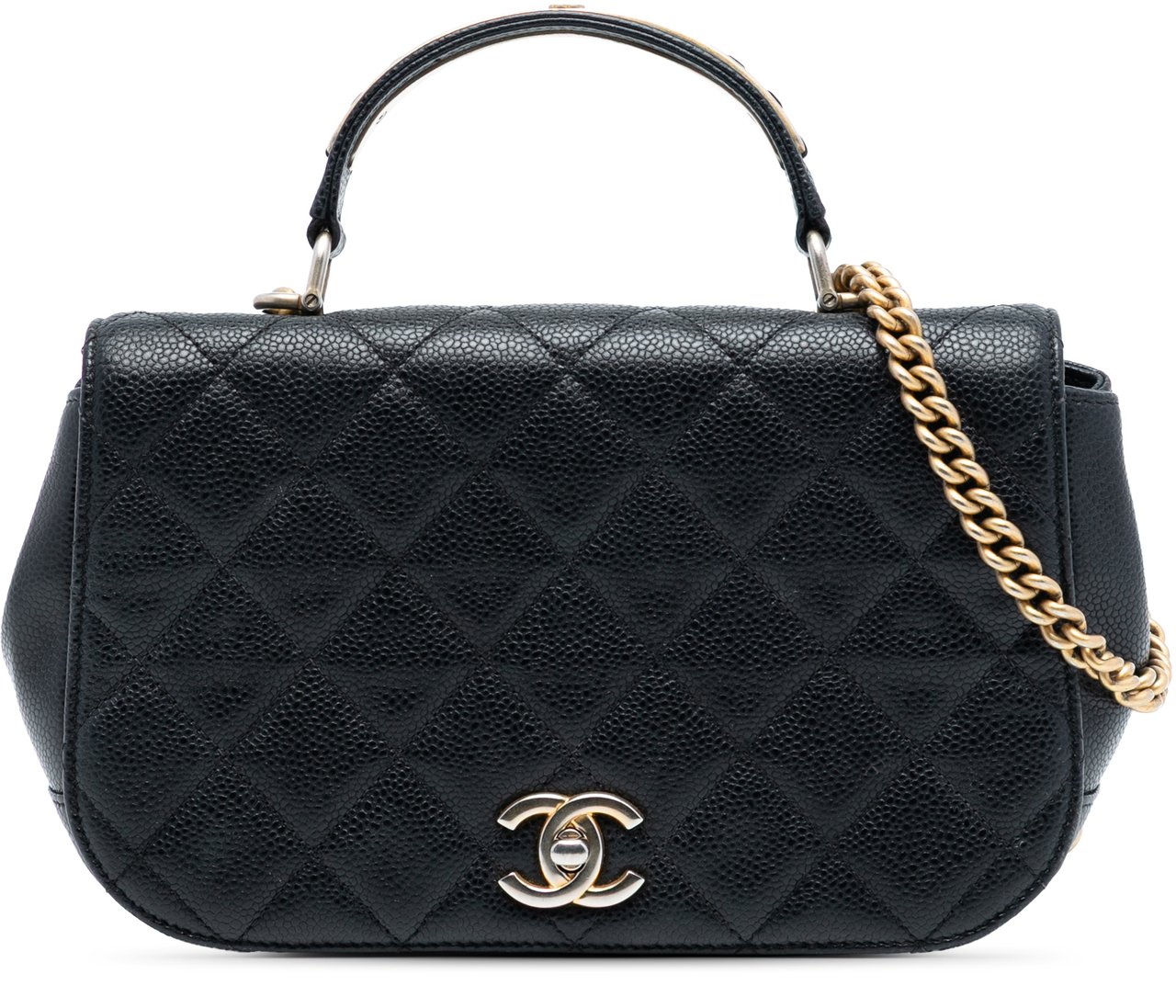 Chanel Small Quilted Caviar Carry Around Flap Zwart
