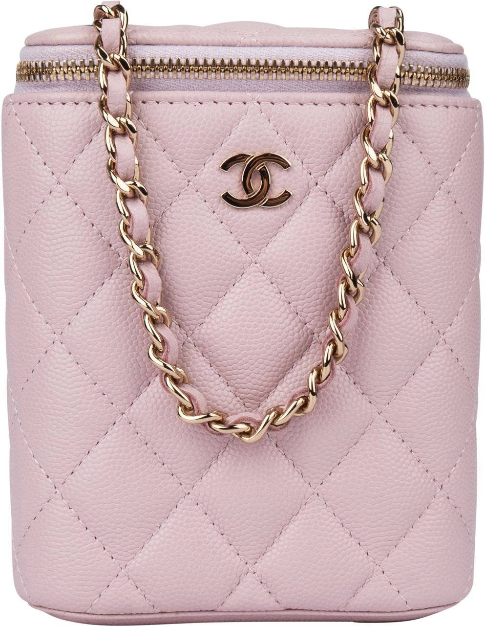 Chanel Lilac Caviar Leather Mini Vertical Vanity Crossbody Bag Paars