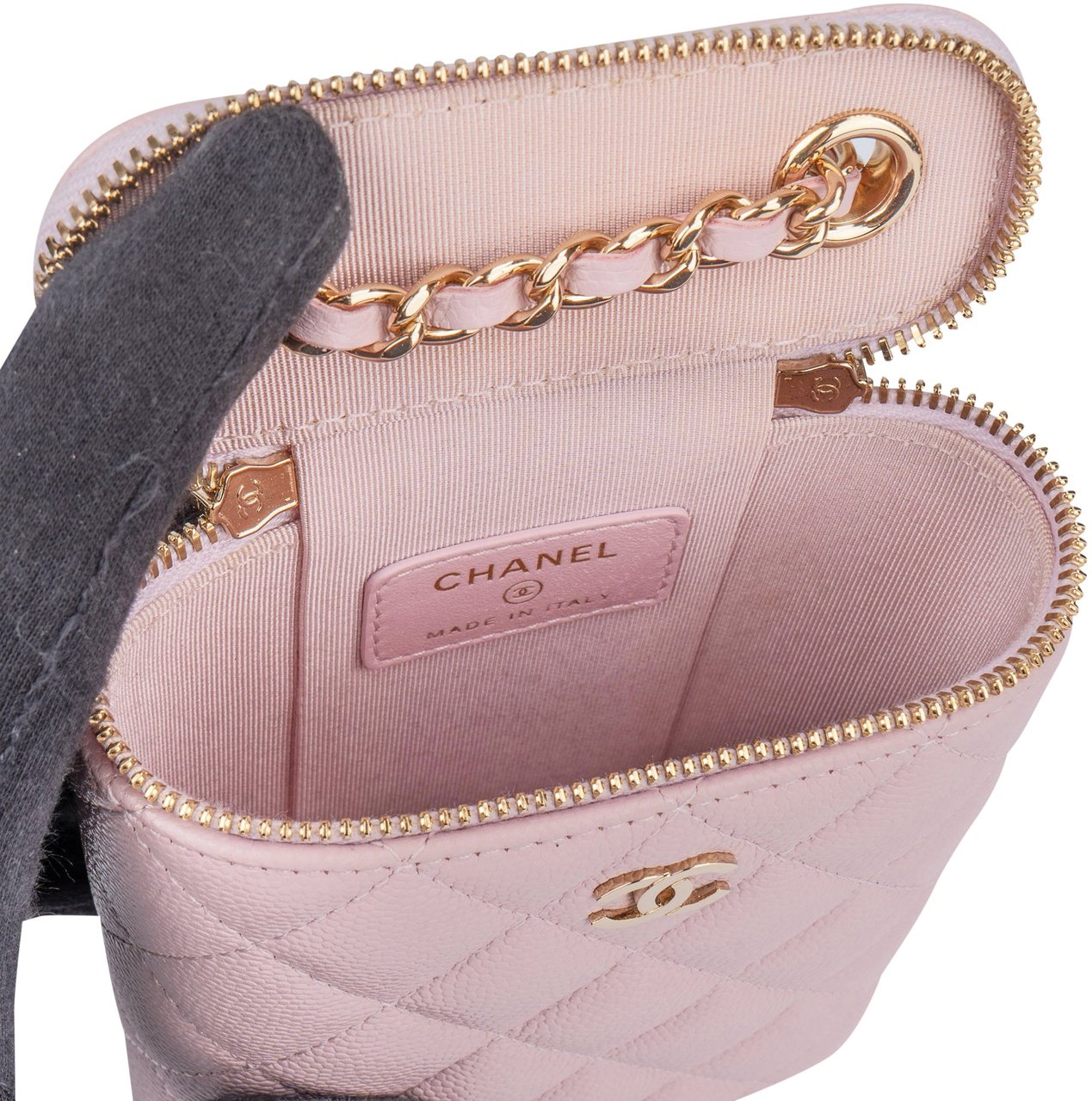 Chanel Chanel Lilac Caviar Leather Mini Vertical Vanity Crossbody Bag Paars