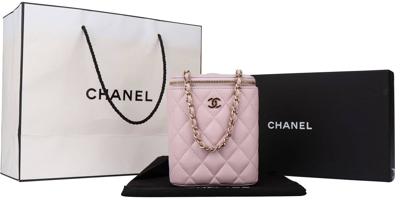 Chanel Lilac Caviar Leather Mini Vertical Vanity Crossbody Bag Paars