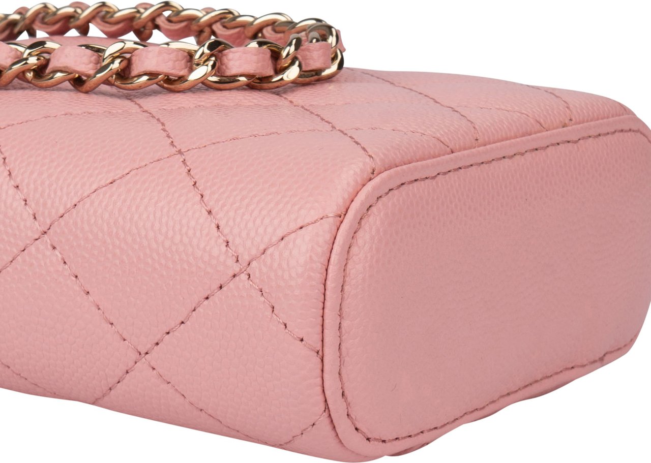 Chanel Chanel Pink Caviar Leather Mini Vertical Vanity Crossbody Bag Rood