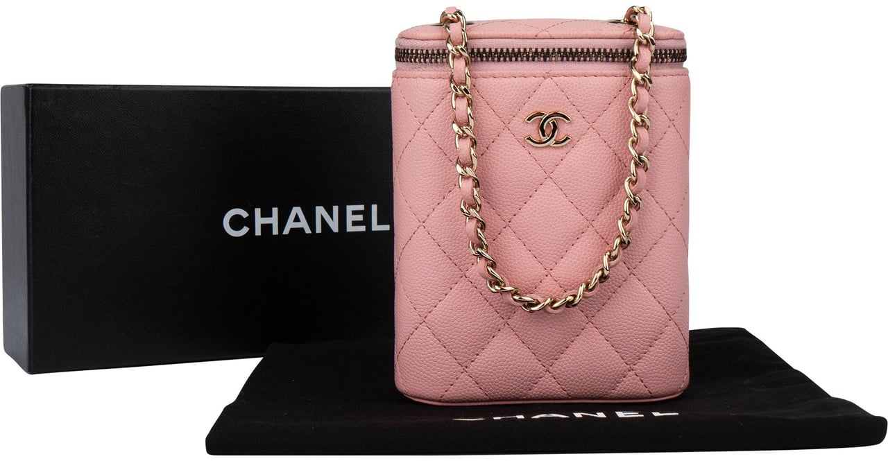 Chanel Chanel Pink Caviar Leather Mini Vertical Vanity Crossbody Bag Roze