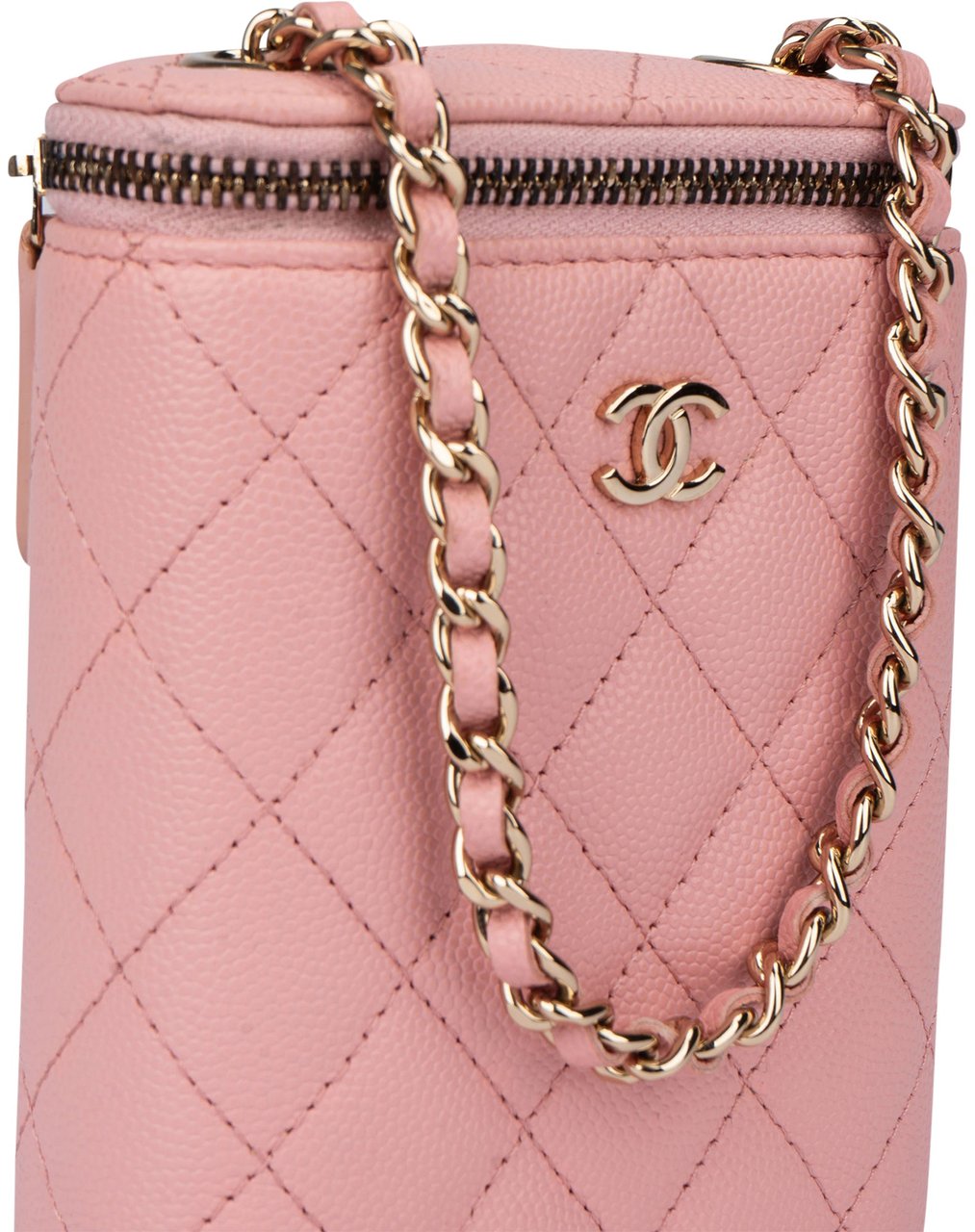 Chanel Chanel Pink Caviar Leather Mini Vertical Vanity Crossbody Bag Rood