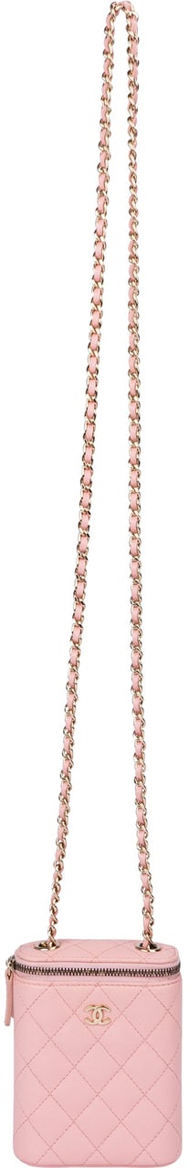Chanel Chanel Pink Caviar Leather Mini Vertical Vanity Crossbody Bag Rood