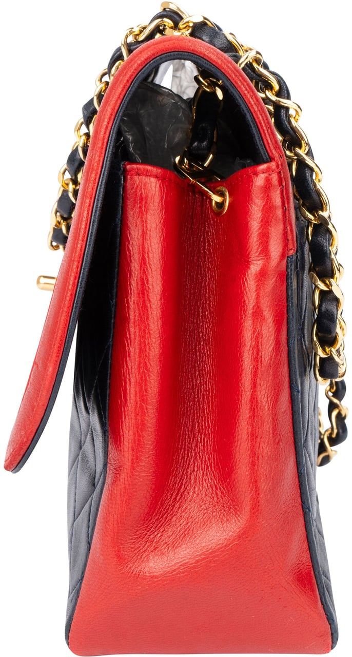 Chanel Chanel Quilted Lambskin 24K Gold Single Flap Crossbody Bag Blauw