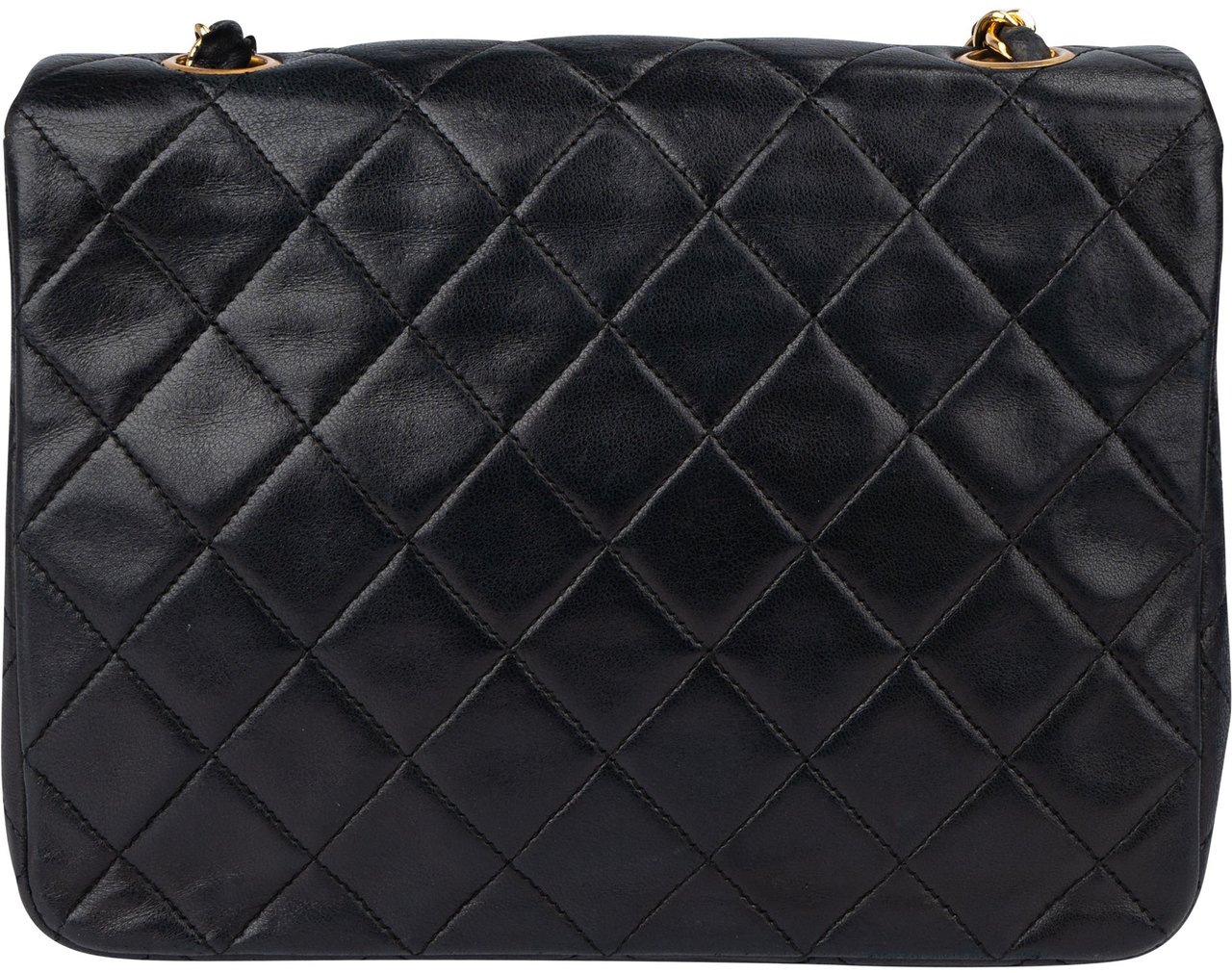 Chanel Chanel Quilted Lambskin 24K Gold Single Flap Crossbody Bag Zwart