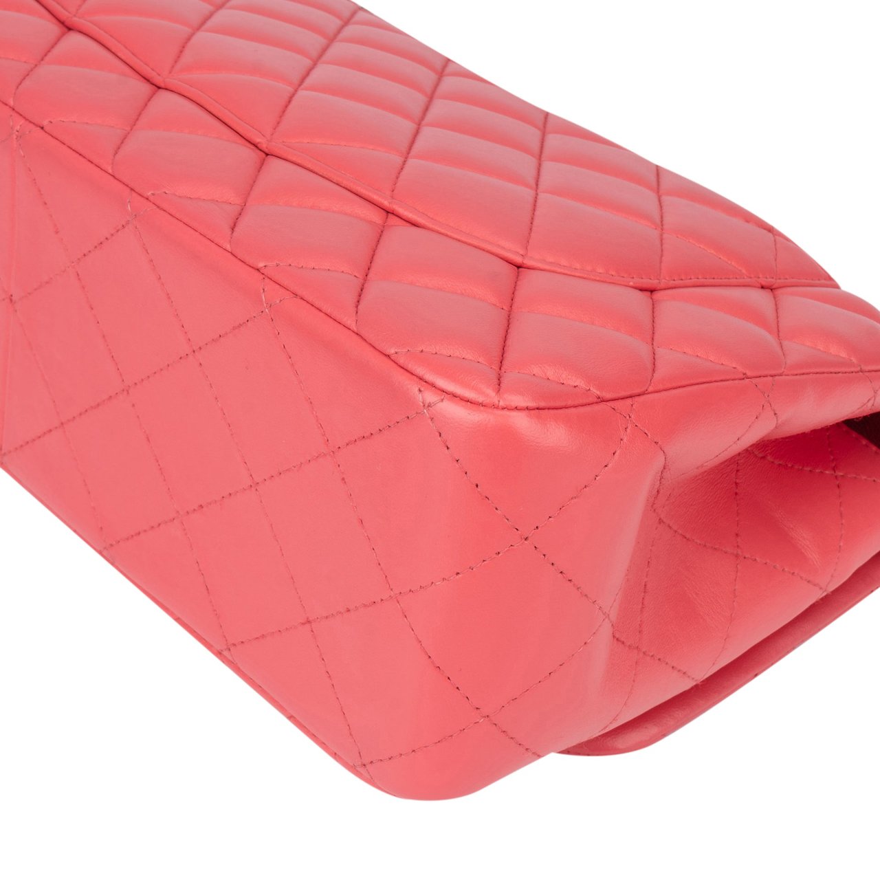 Chanel Chanel Quilted Lambskin Palladium Jumbo Double Flap Crossbody Bag Roze