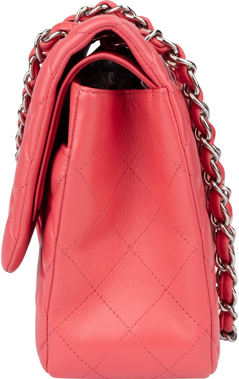 Chanel Chanel Quilted Lambskin Palladium Jumbo Double Flap Crossbody Bag Roze