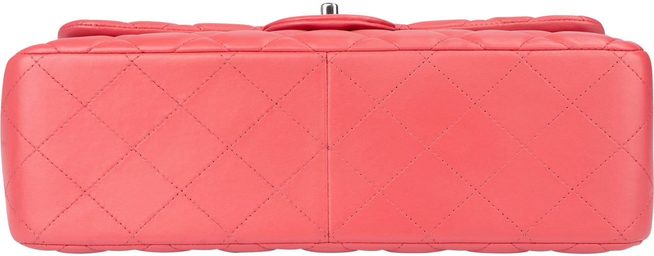 Chanel Chanel Quilted Lambskin Palladium Jumbo Double Flap Crossbody Bag Roze