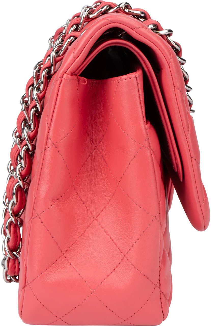 Chanel Chanel Quilted Lambskin Palladium Jumbo Double Flap Crossbody Bag Roze