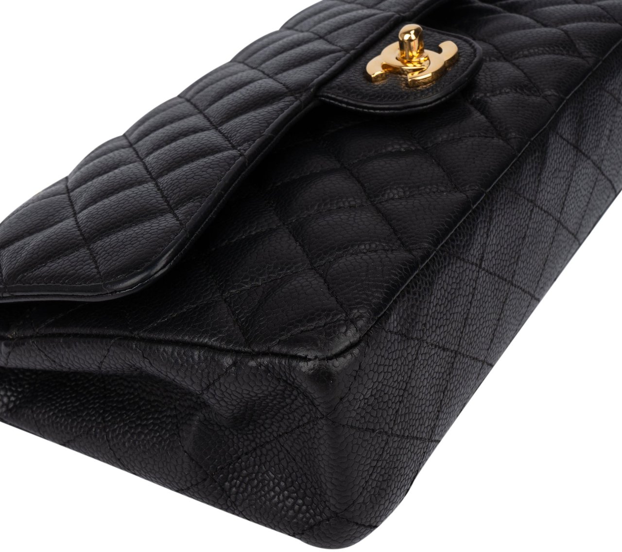 Chanel Chanel Quilted Caviar Leather Medium Double Flap Crossbody Bag Zwart