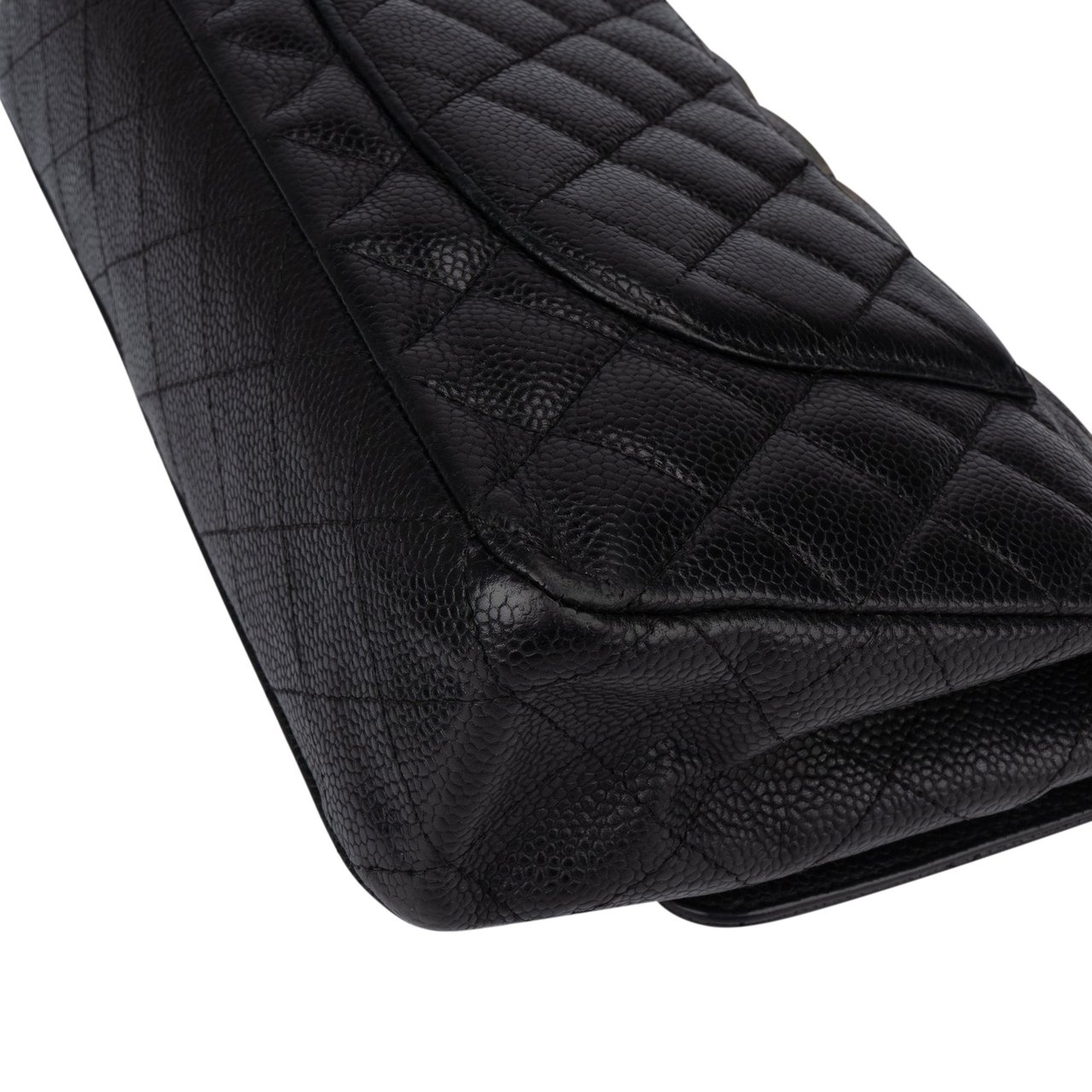 Chanel Chanel Quilted Caviar Leather Medium Double Flap Crossbody Bag Zwart