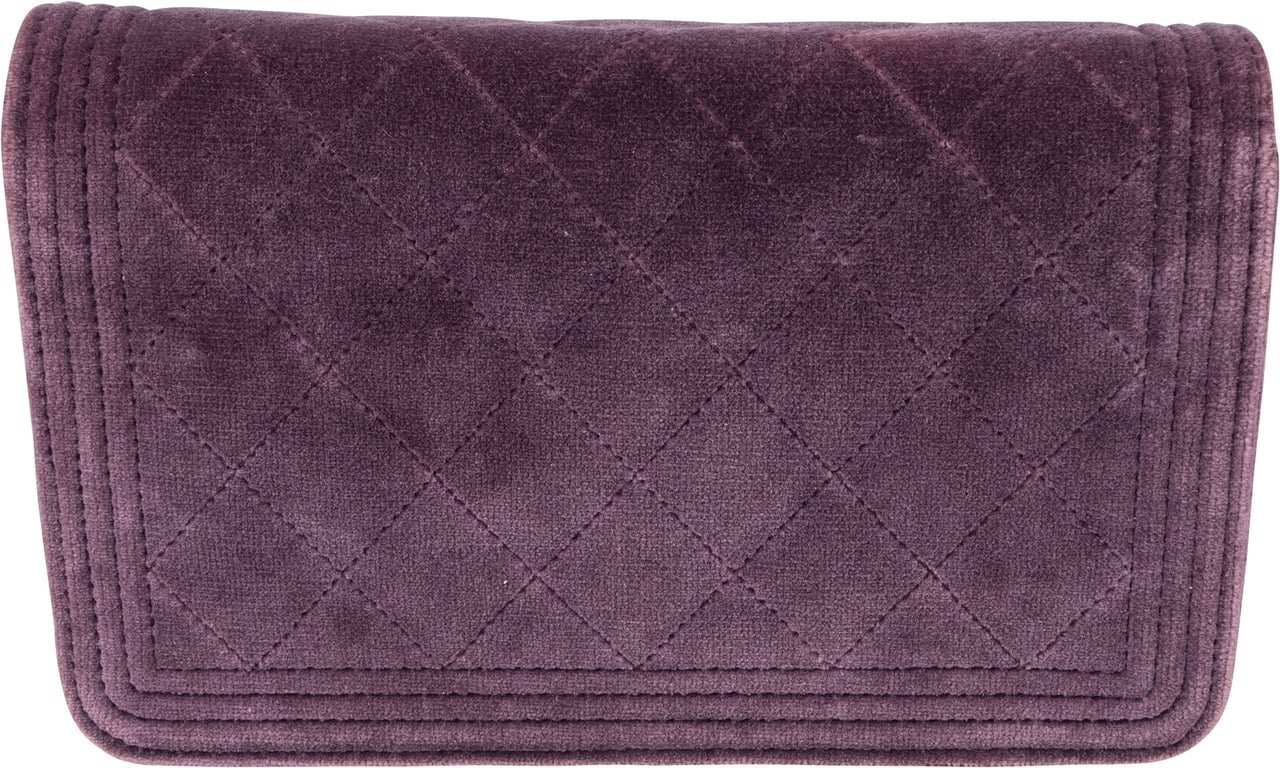 Chanel Chanel Quilted Velvet Boy Wallet On Chain Crossbody Bag Paars