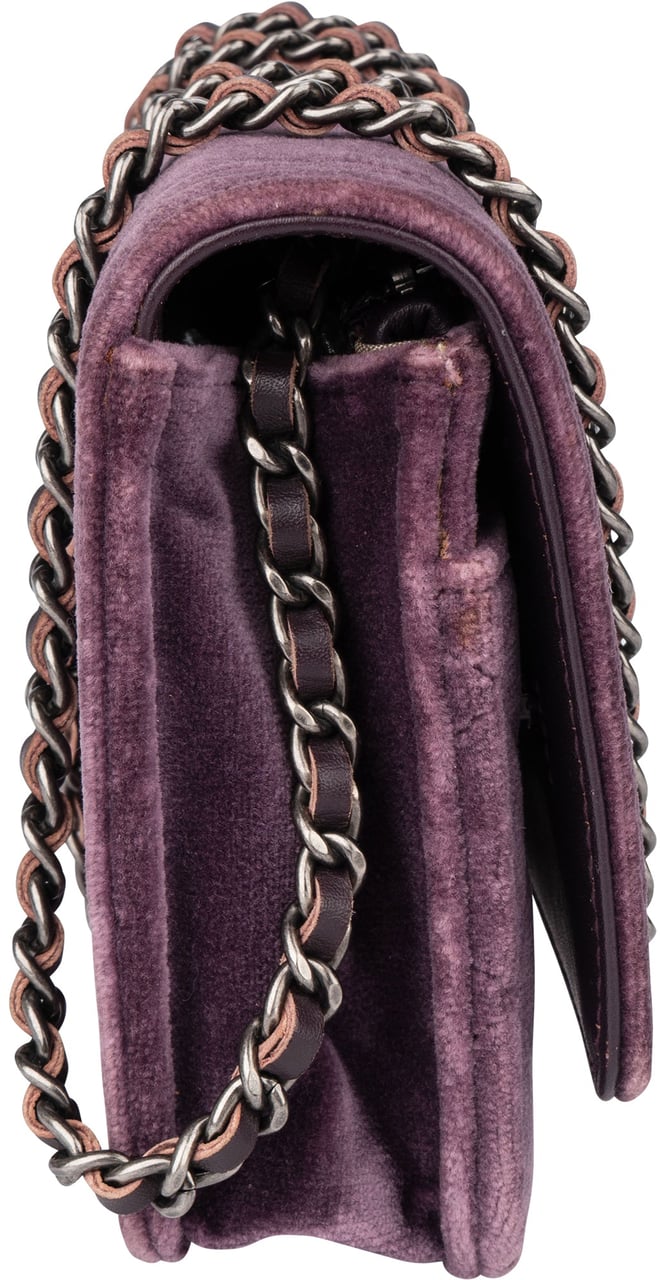 Chanel Chanel Quilted Velvet Boy Wallet On Chain Crossbody Bag Paars