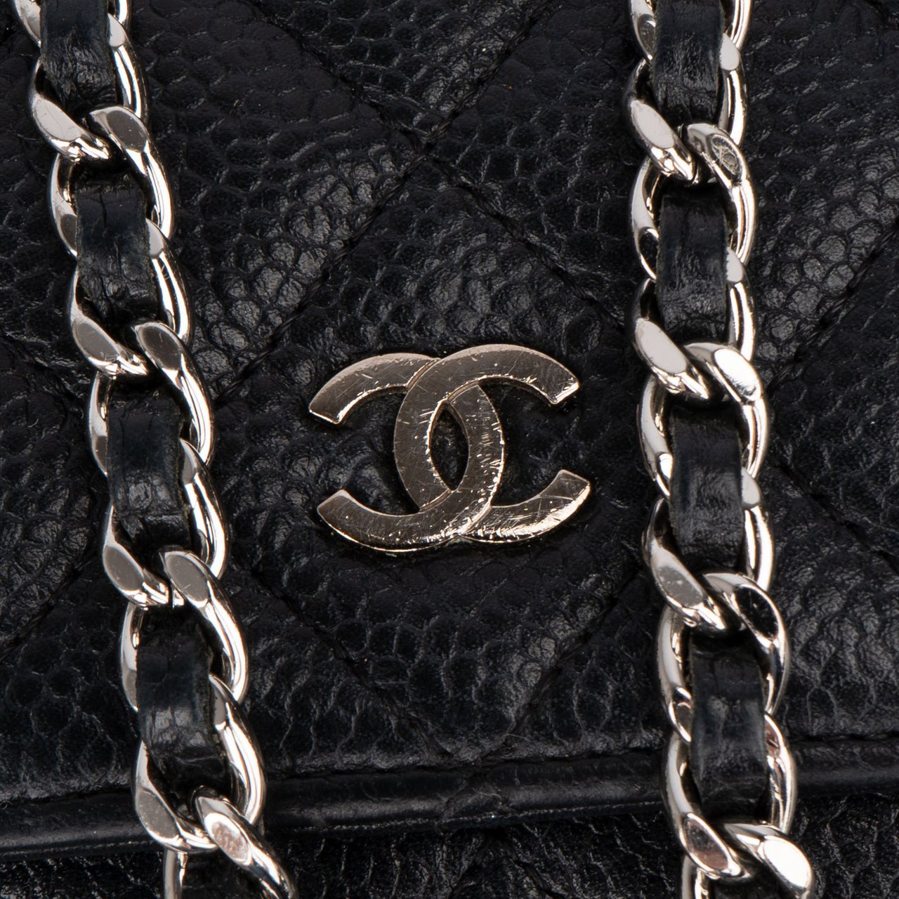 Chanel Chanel Quilted Caviar Leather Wallet On Chain Crossbody Bag Zwart