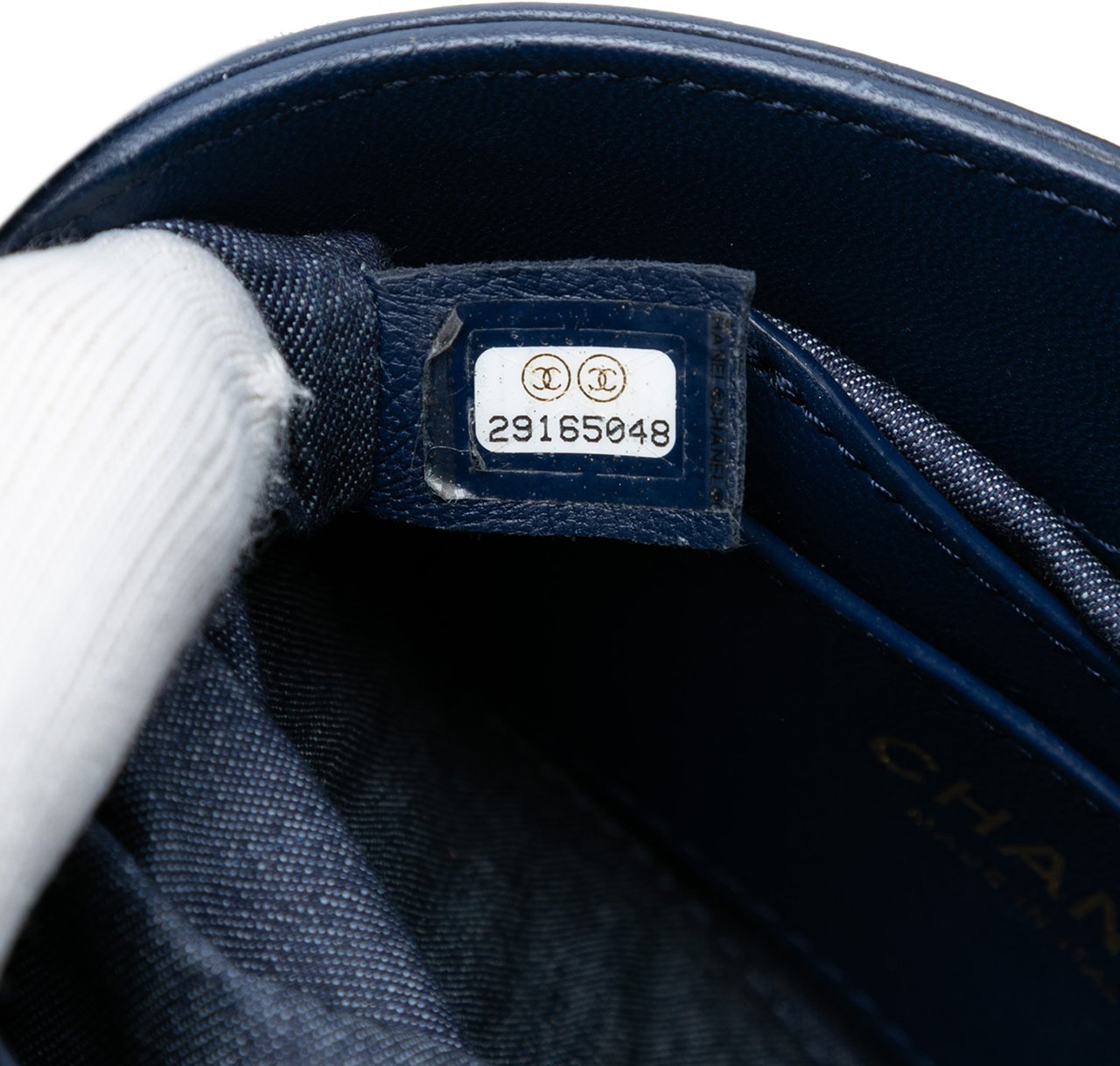 Chanel Small Quilted Lambskin Resin Elegant Chain Tubular Vanity Case Blauw