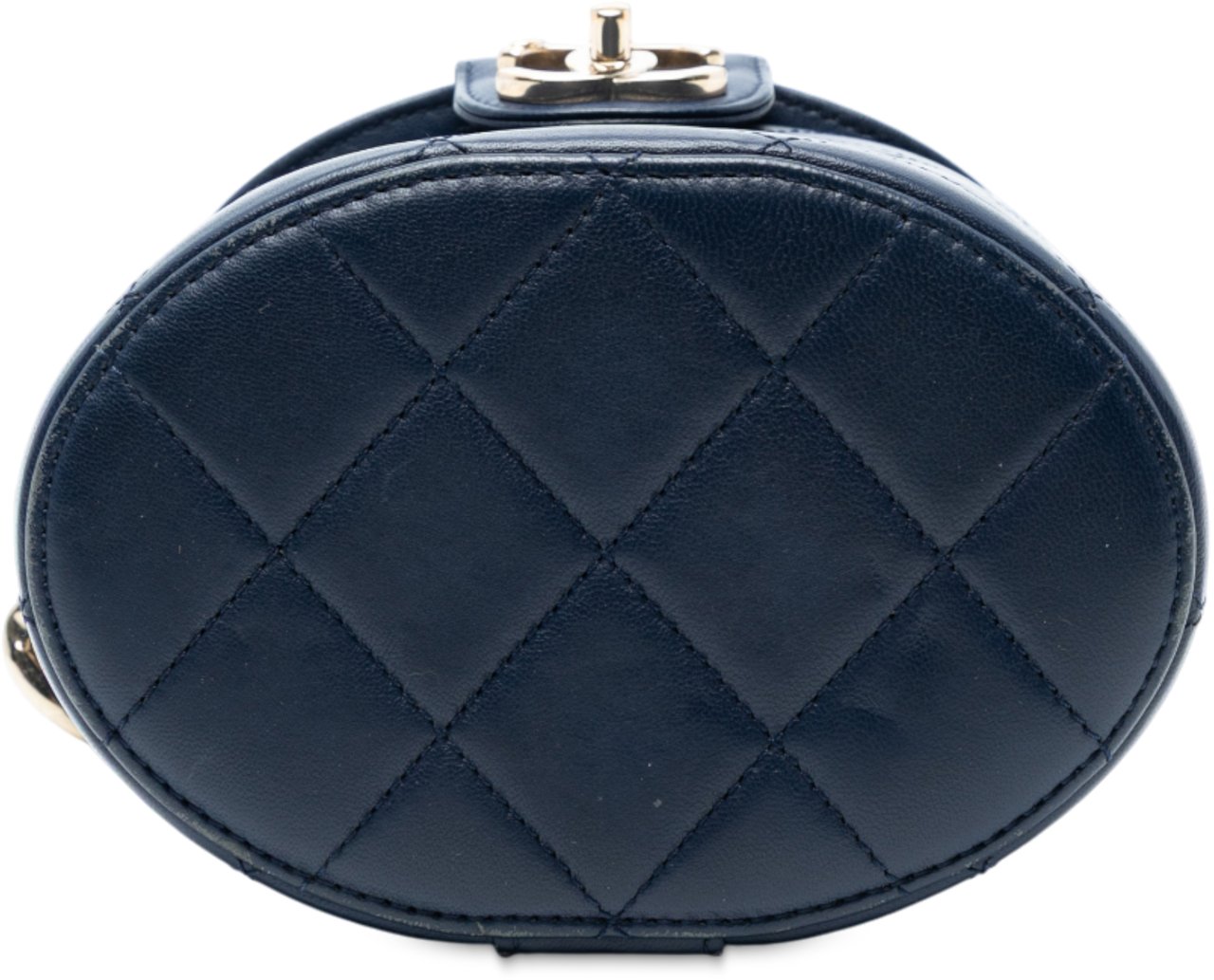 Chanel Small Quilted Lambskin Resin Elegant Chain Tubular Vanity Case Blauw