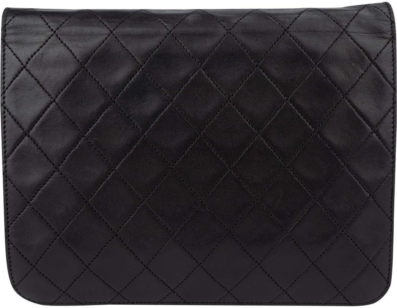 Chanel Chanel Quilted Lambskin 24K Gold Single Flap Shoulder Bag Zwart
