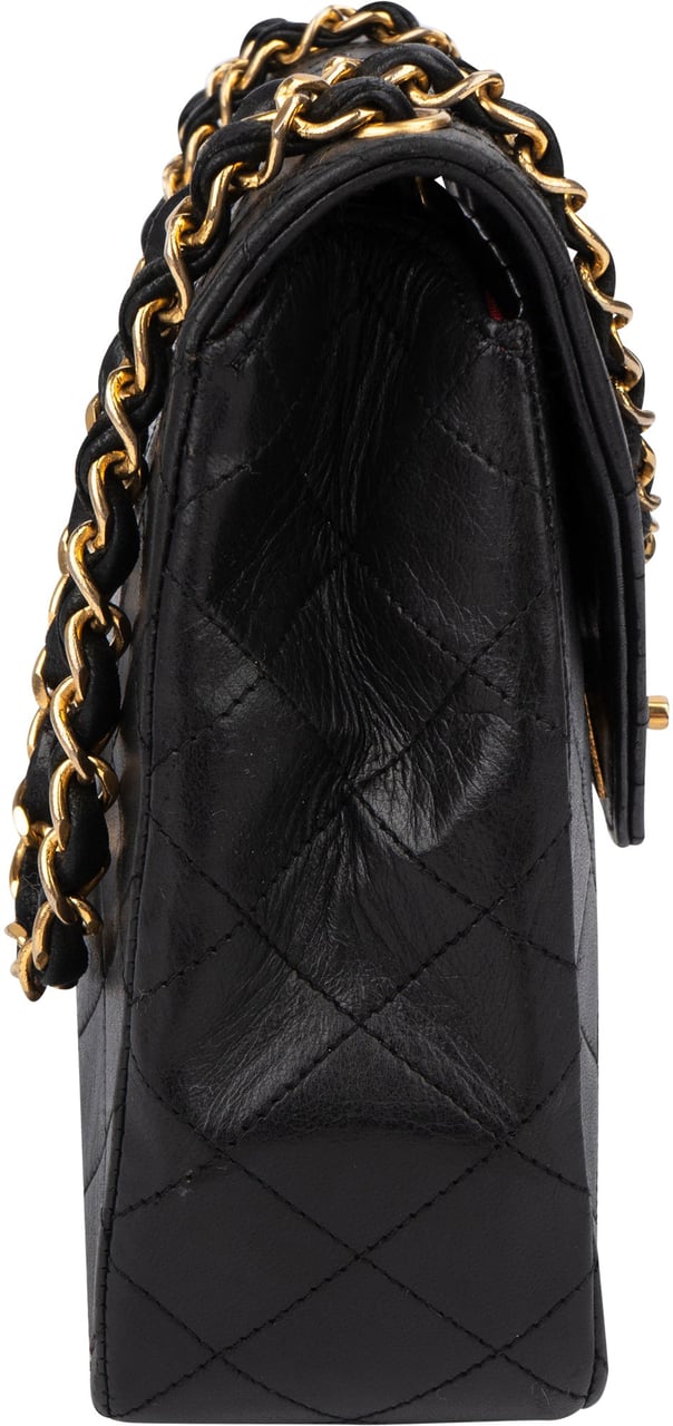 Chanel Chanel Quilted Lambskin 24K Gold Single Flap Shoulder Bag Zwart