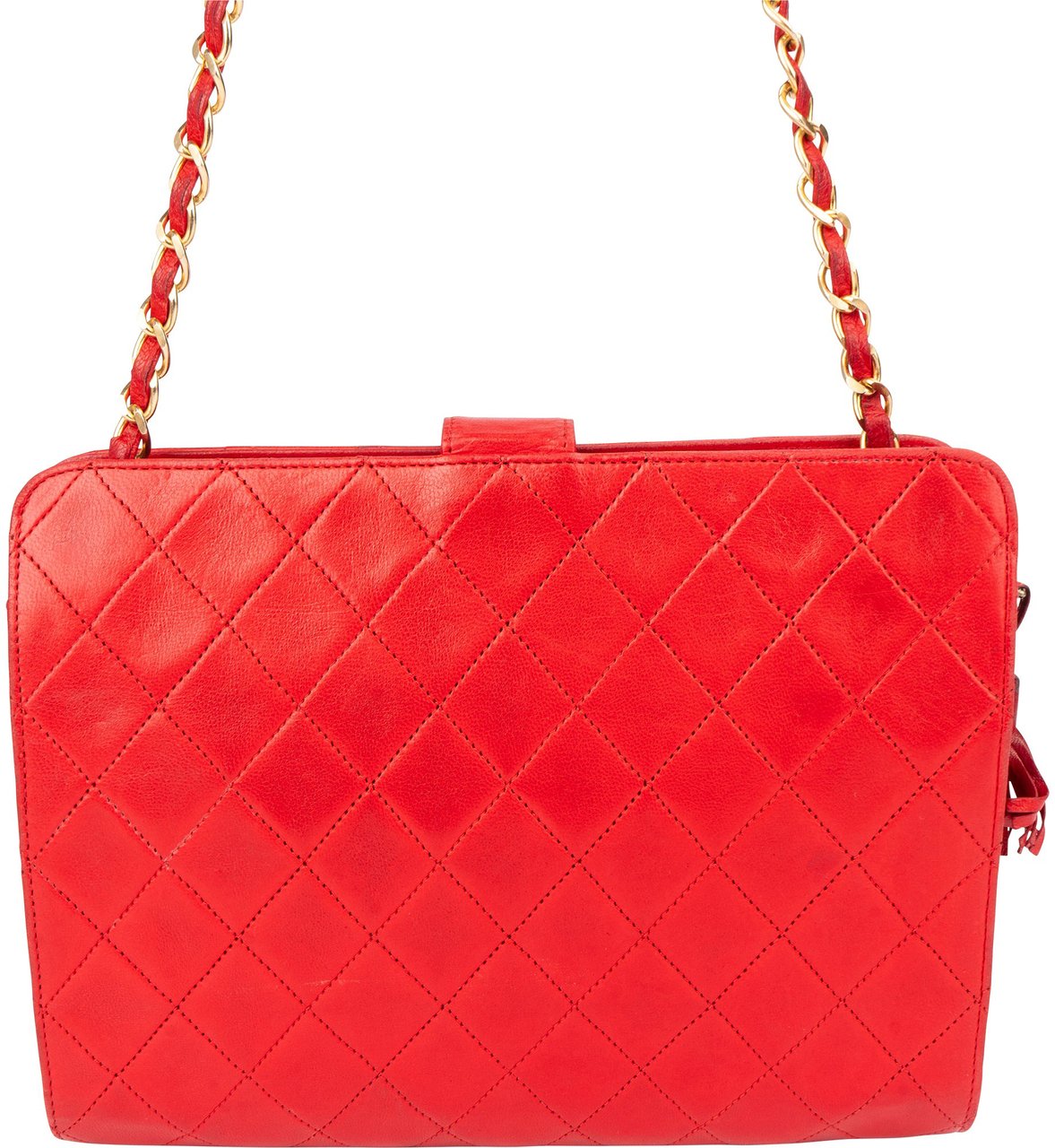 Chanel Chanel Quilted Lambskin 24K Gold Clip Shoulder Bag Rood