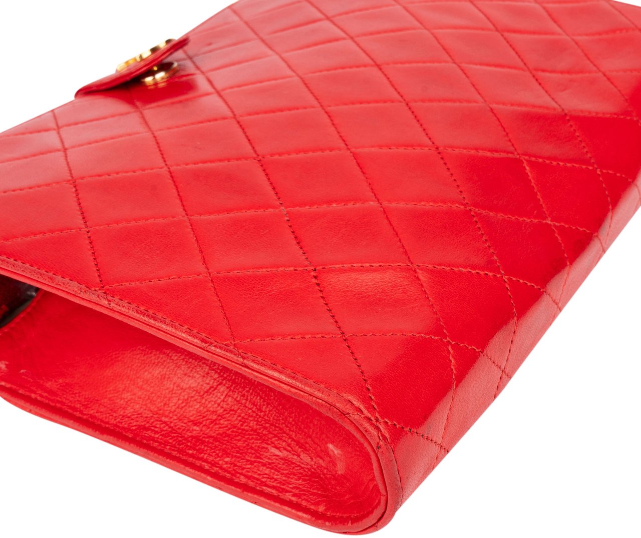 Chanel Chanel Quilted Lambskin 24K Gold Clip Shoulder Bag Rood