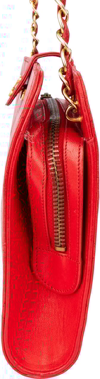Chanel Chanel Quilted Lambskin 24K Gold Clip Shoulder Bag Rood