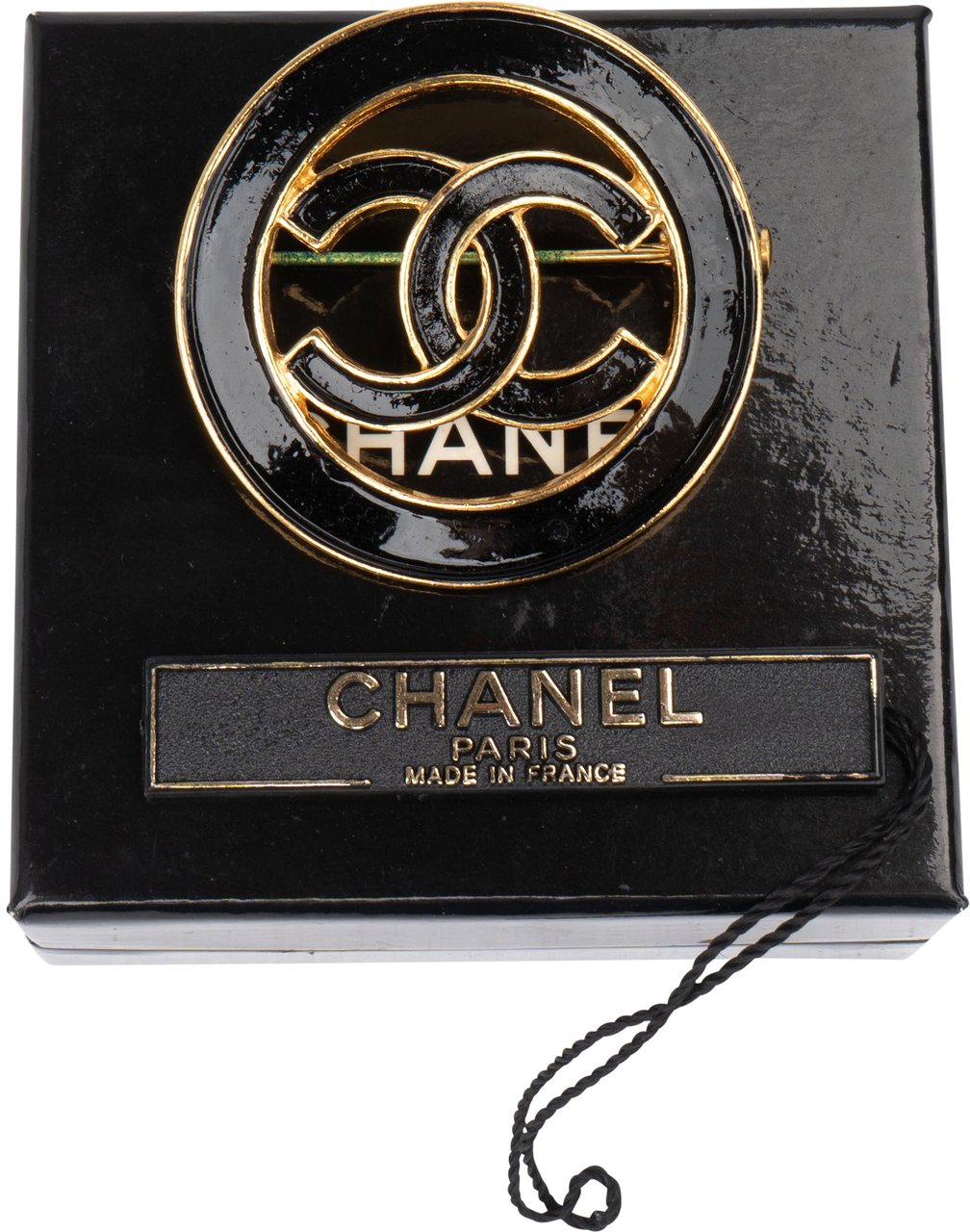 Chanel Chanel Black Emaille Circle CC Brooch Divers