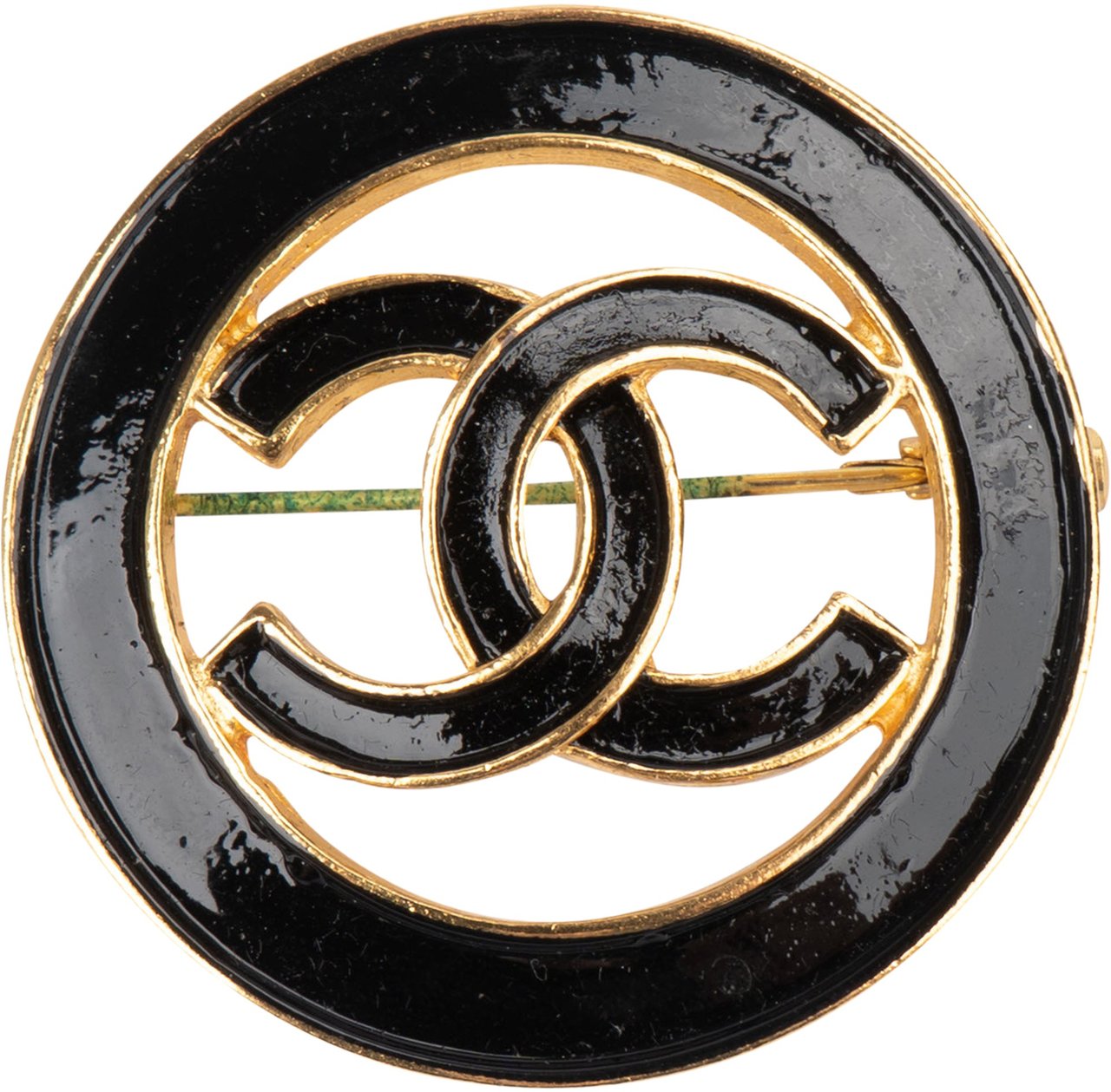 Chanel Chanel Black Emaille Circle CC Brooch Divers