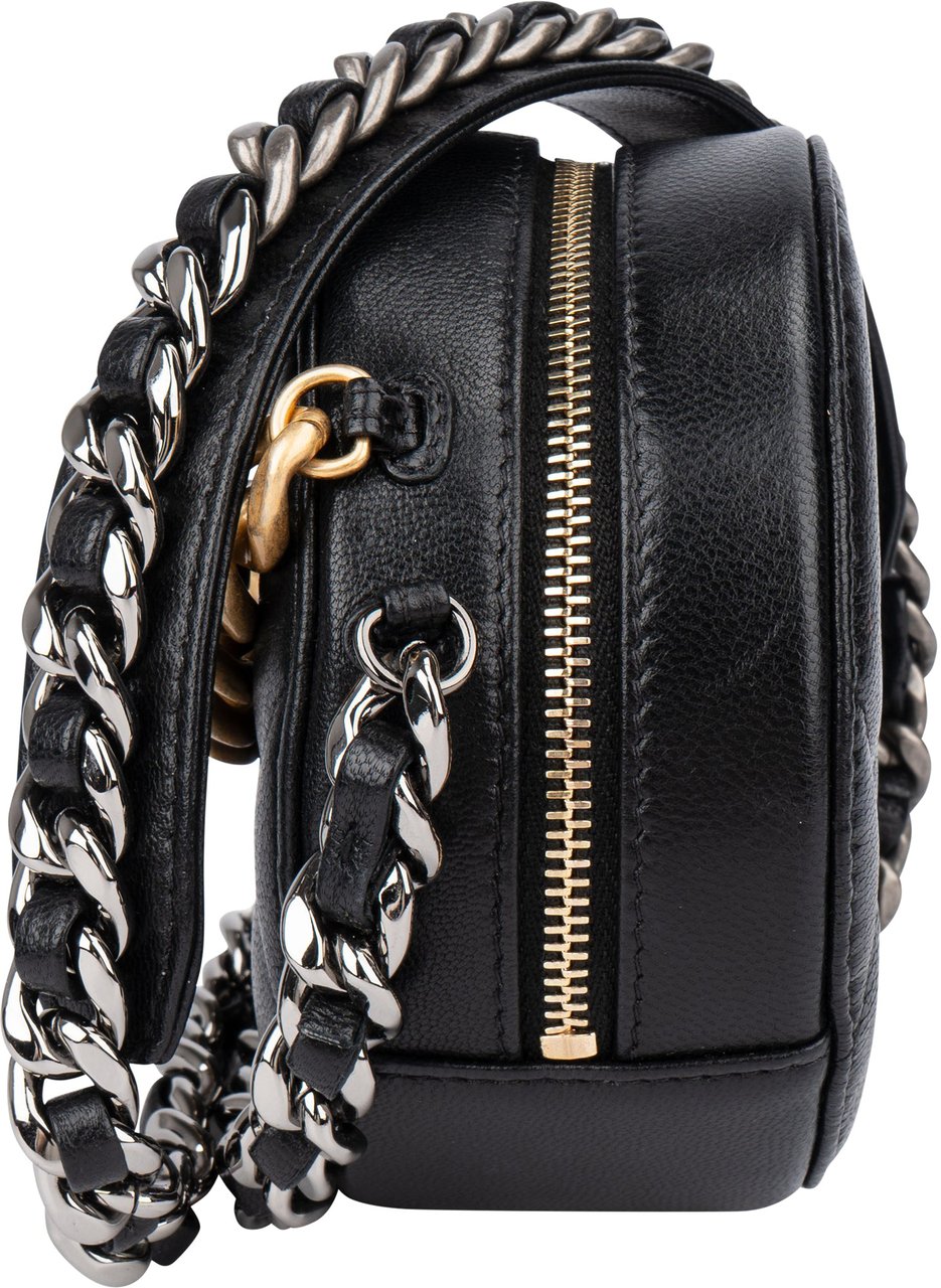 Chanel Chanel 19 Quilted Lambskin Round Crossbody Bag Zwart