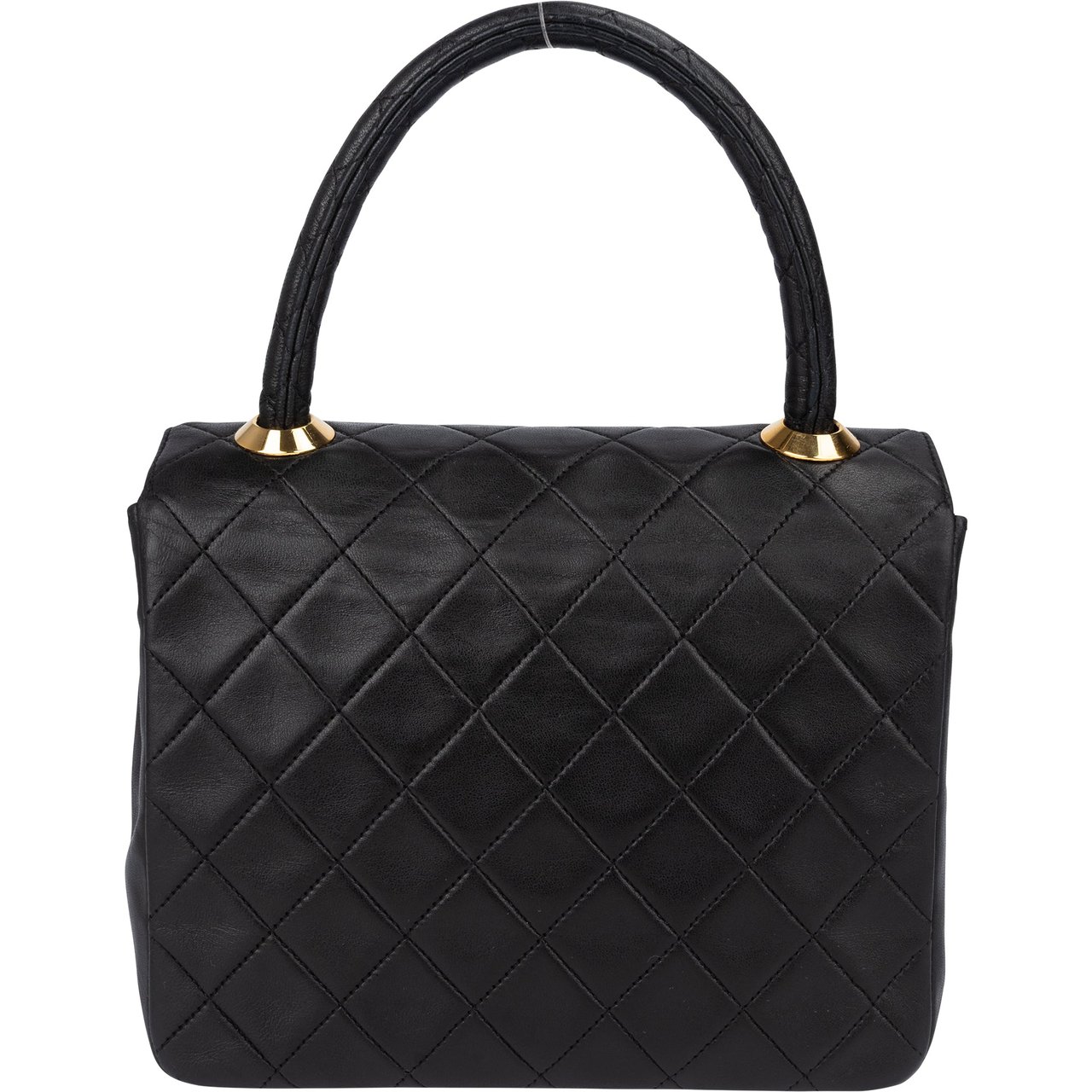 Chanel Chanel Quilted Lambskin 24K Gold Single Flap Handbag Zwart