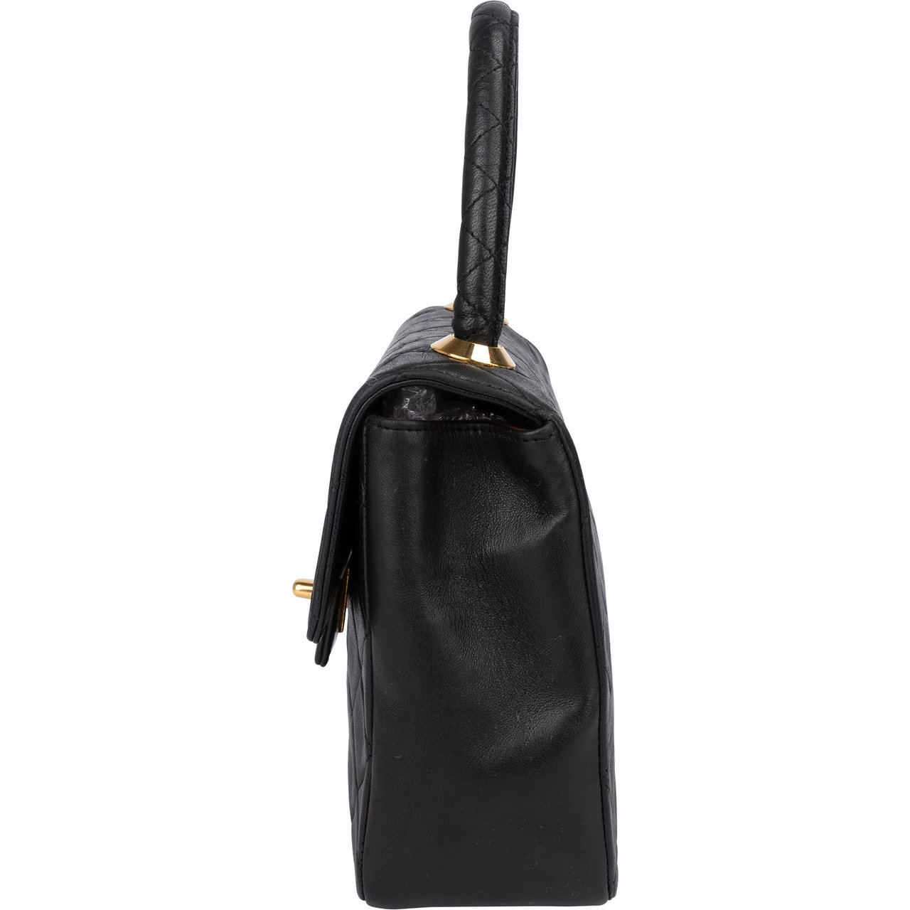 Chanel Chanel Quilted Lambskin 24K Gold Single Flap Handbag Zwart