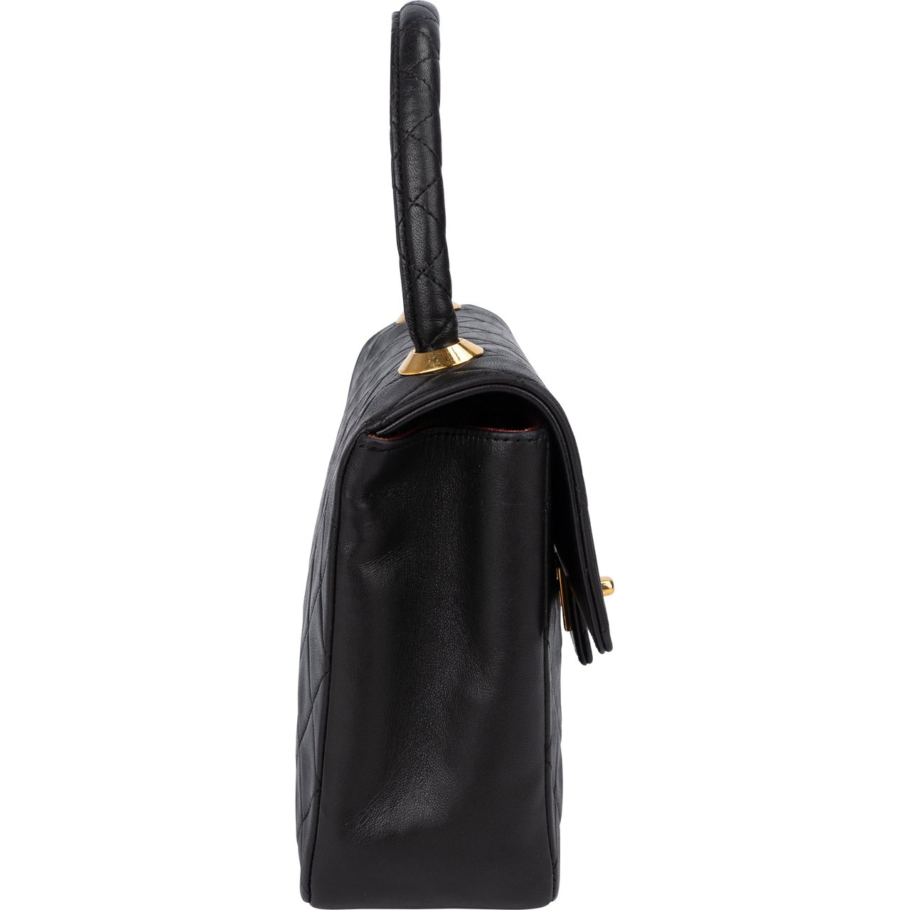 Chanel Chanel Quilted Lambskin 24K Gold Single Flap Handbag Zwart