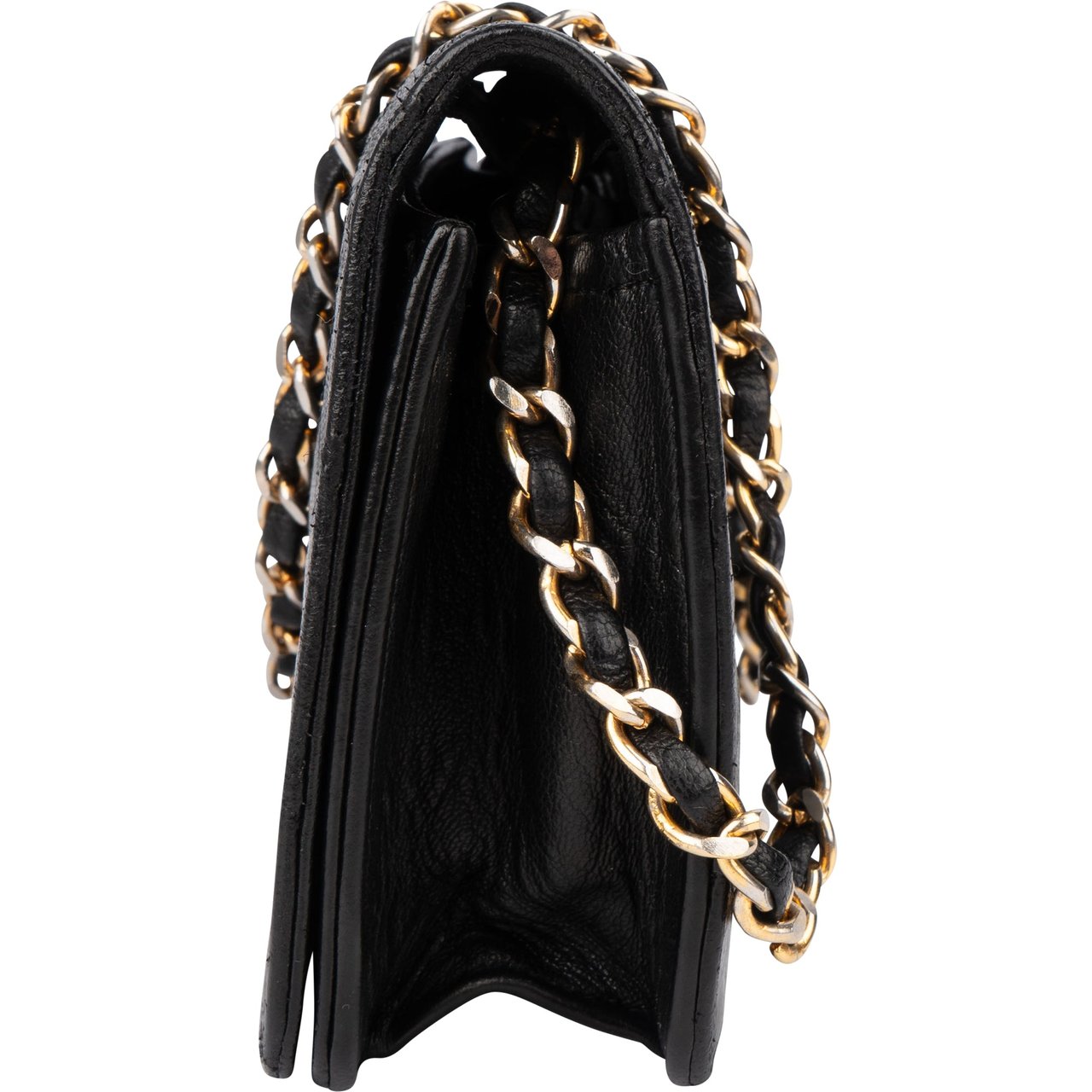 Chanel Chanel Quilted Lambskin 24K Gold Single Flap Crossbody Bag Zwart