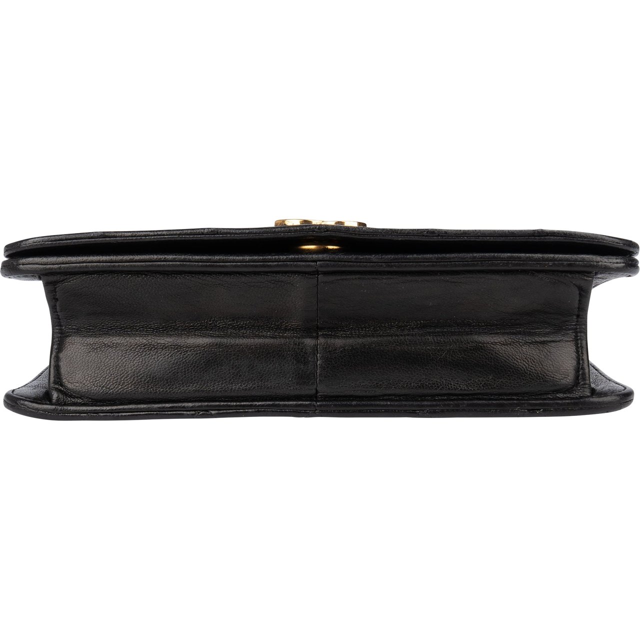 Chanel Chanel Quilted Lambskin 24K Gold Single Flap Crossbody Bag Zwart