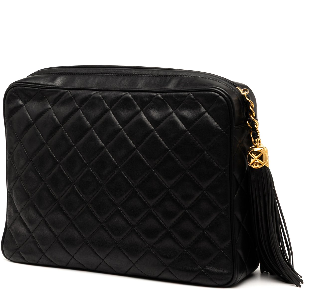 Chanel Medium CC Quilted Lambskin Tassel Camera Bag Zwart