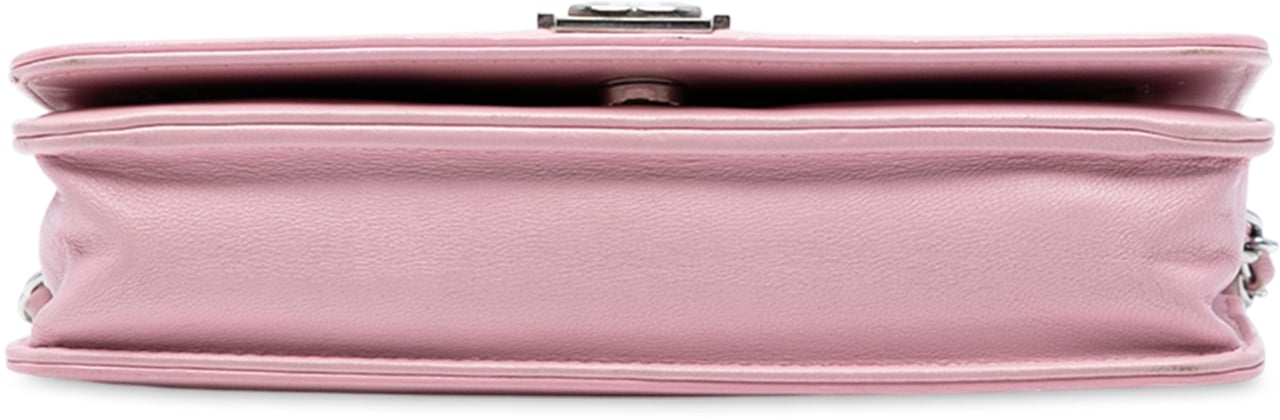 Chanel Calfskin Crystal Studded Boy Wallet on Chain Roze