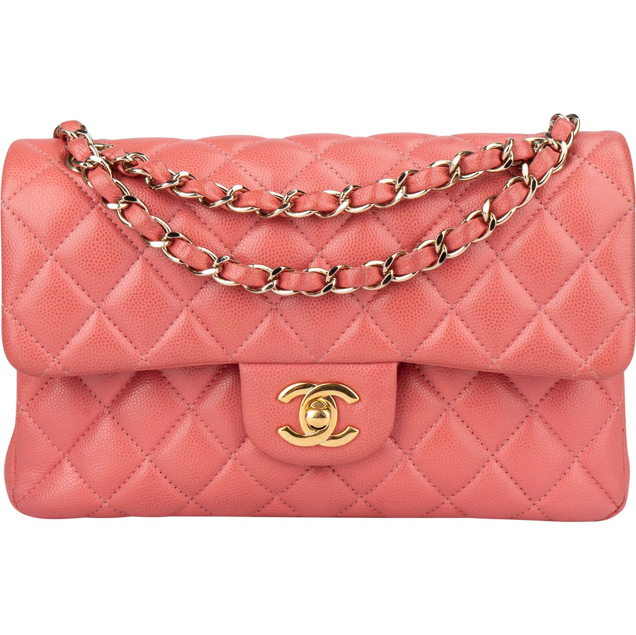 Chanel Chanel Quilted Caviar Leather Small Double Flap Crossbody Bag Roze