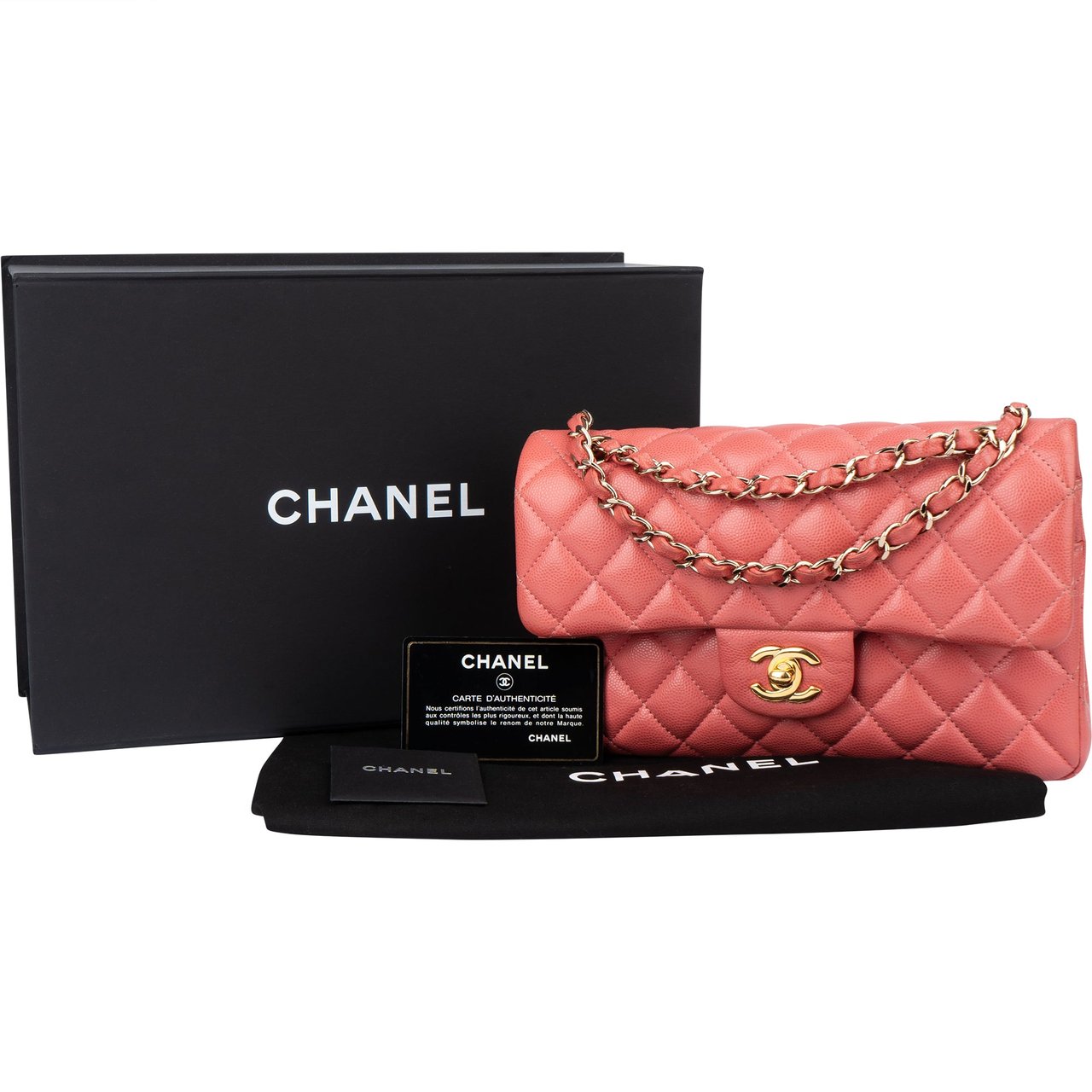 Chanel Chanel Quilted Caviar Leather Small Double Flap Crossbody Bag Roze