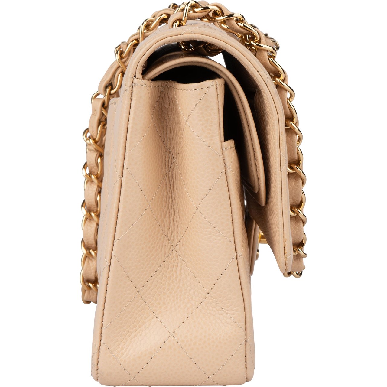 Chanel Chanel Quilted Caviar Leather Medium Double Flap Crossbody bag Beige