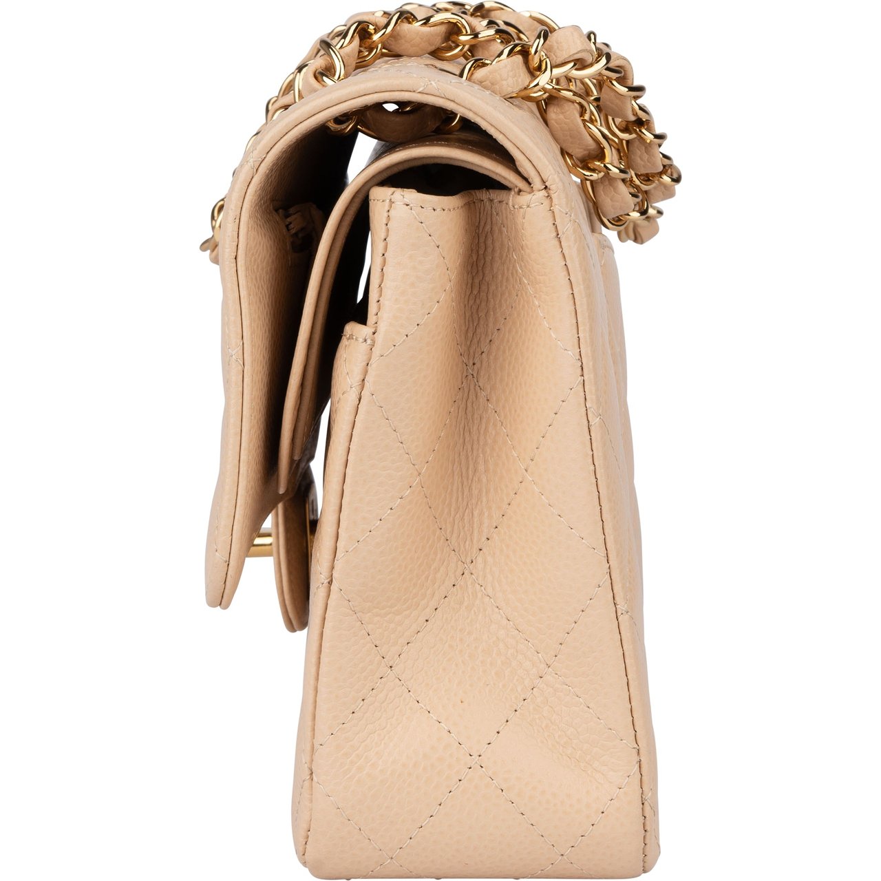 Chanel Chanel Quilted Caviar Leather Medium Double Flap Crossbody bag Beige