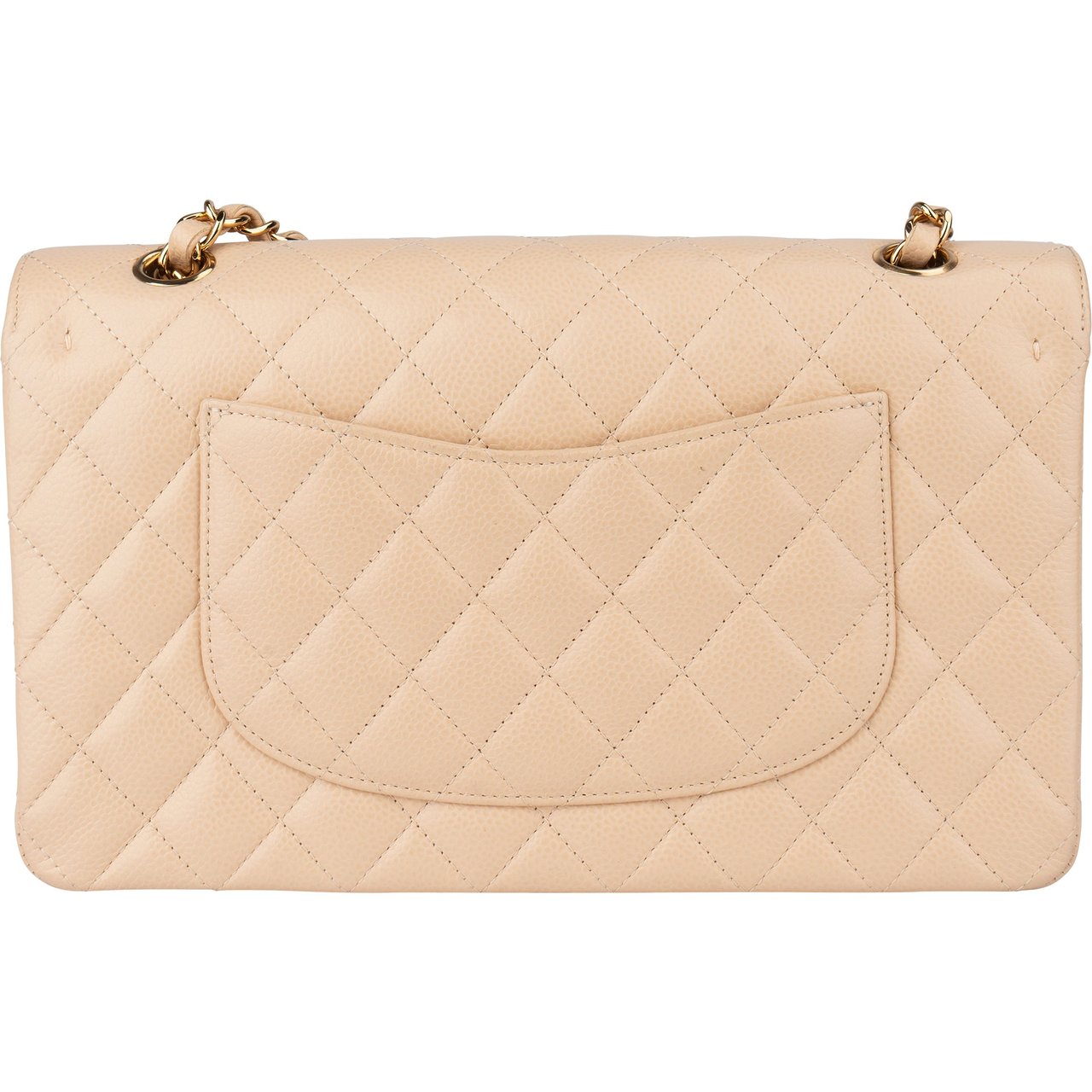 Chanel Chanel Quilted Caviar Leather Medium Double Flap Crossbody bag Beige