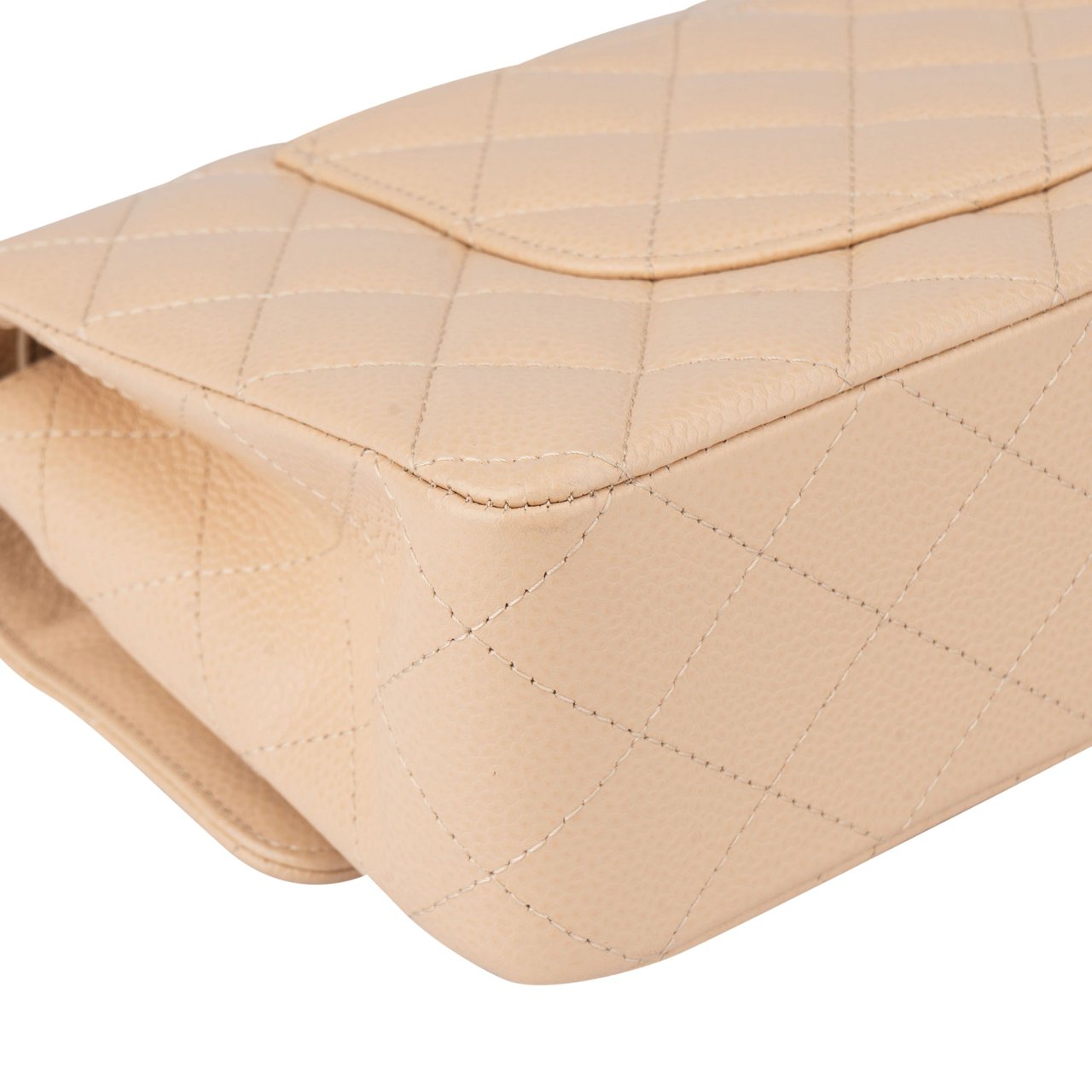 Chanel Chanel Quilted Caviar Leather Medium Double Flap Crossbody bag Beige