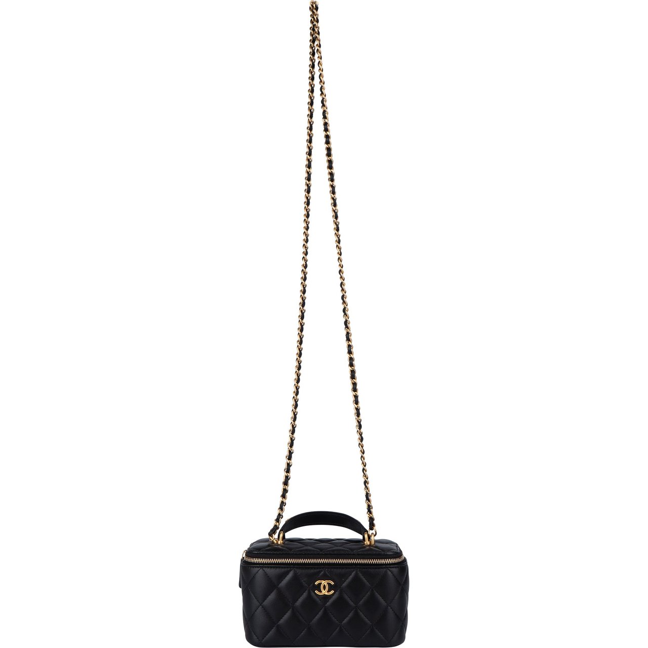 Chanel Chanel Quilted Lambskin Vanity Crossbody Bag Zwart