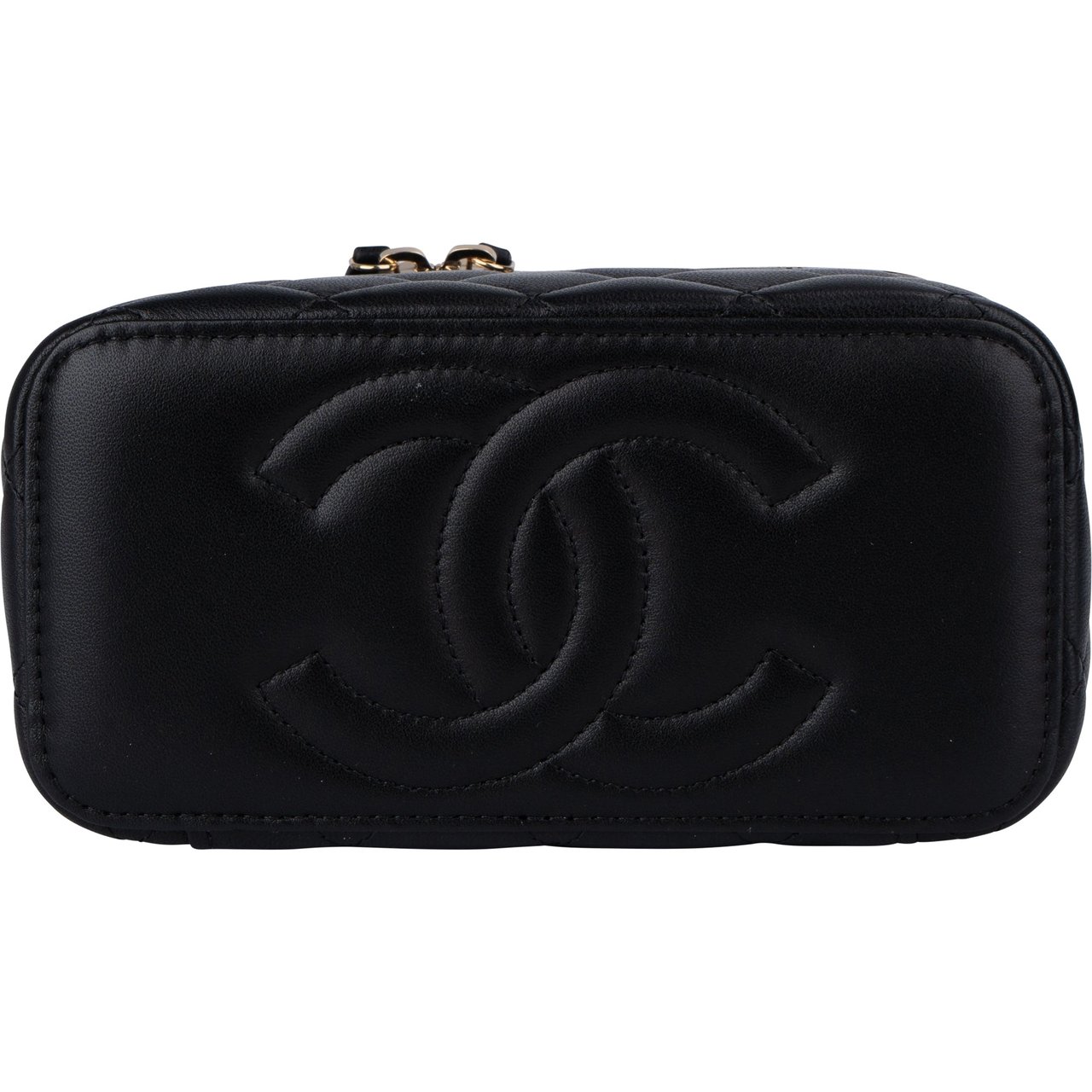 Chanel Chanel Quilted Lambskin Vanity Crossbody Bag Zwart