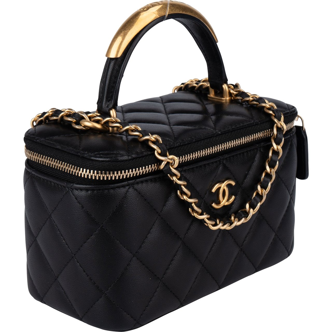 Chanel Chanel Quilted Lambskin Vanity Crossbody Bag Zwart