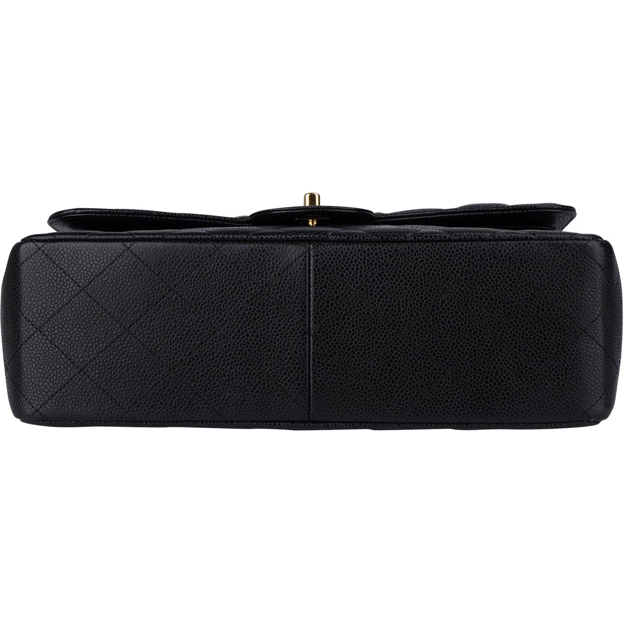 Chanel Chanel Quilted Caviar Leather Jumbo Double Flap Crossbody Bag Zwart