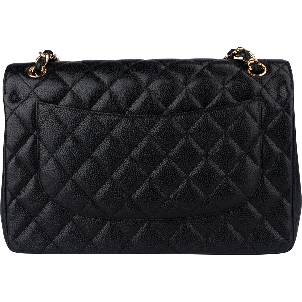 Chanel Chanel Quilted Caviar Leather Jumbo Double Flap Crossbody Bag Zwart